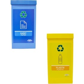 Resim 2’li Renkli Geri Dönüşüm Kutusu Seti, Sıfır Atık Dostu ve Şık Tasarım 