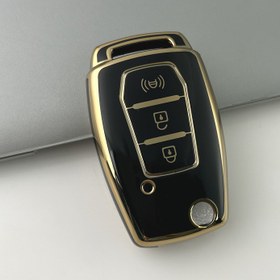 Resim Şık Siyah ve Altın TPU Araba Anahtarlık Kılıfı SsangYong Kyron, Sanka, Actyon, Korando, Tivoli için - Koruyucu Kabuklu Dayanıklı Flip Uzaktan Kumanda Tutucu, Araba Uzaktan Kumanda Kılıfı 