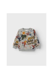 Resim Erkek Çocuk Süper Kahraman Desenli UzunKol Sweatshirt-Rahat ve Şık - Antrasit / 2-3 Y 