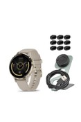 Resim Garmin Venu 3S Yumuşak Altın Paslanmaz Çelik Çerçeveli Akıllı Saat, 41 mm Fildişi Kasa ve Silikon Ba 