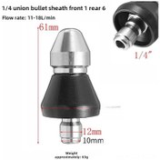 Resim Dianziye Stainless Steel Yüksek Basınçlı Araba Yıkama Ve Boru Temyiz Nozu 1/4" Uç, 1 Ön 6 Arka Delikli, Pas Ve Korozyon Koruyucu 