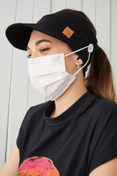 Resim Butikgiz Siyah Yetişkin Genç Maske Takılabilir Tenis Yazlık Vizör Spor Şapka Yumuşak Pamuklu Penye 
