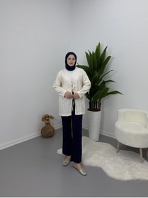 Resim VOLT CLOTHİNG Önden Bağcıklı Keten Kimono 