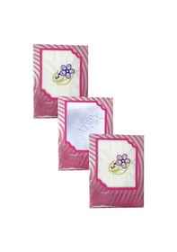 Resim 3 Lü Özel Paket Premium Kadın İşlemeli Mendil Seti %100 Pamuk 28x28 Cm Beyaz 