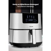 Resim Goldmaster Novo 2000 Watt Yüksek Güç 6,4 Litre Inox Geniş Xxl Dokunmatik Airfryer Yağsız Sıcak Hava Fritözü 