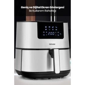 Resim Goldmaster Novo 2000 Watt Yüksek Güç 6,4 Litre Inox Geniş Xxl Dokunmatik Airfryer Yağsız Sıcak Hava Fritözü 