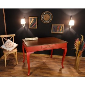 Resim Wooding-Mobilya Wooding 120 Cm Çekmeceli Masif Kırmızı Ceviz Çalışma Masası 