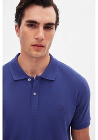 Resim D's Damat Ds Damat Regular Fit Mor %100 Pamuklu Uzun Ömürlü Kıvrılmaz Polo Yaka Nakışlı T-shirt 4hc14ort51000 M01 