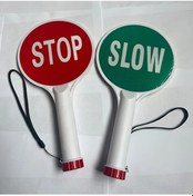 Resim Willowhaven Style Two Çift Taraflı Reflektif Dur Geç El İşareti Paddle Trafik Kontrol İşareti 