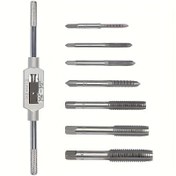 Resim SHAWNICE 8PCS Kombinasyon Matkap ve Kılavuz Seti – Metal İşleme İçin Ayarlanabilir Anahtarlı Metrik M3-M12 Diş Açma Kılavuzları, Vida Diş El Kılavuzu Takım Seti 