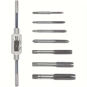Resim SHAWNICE 8PCS Kombinasyon Matkap ve Kılavuz Seti – Metal İşleme İçin Ayarlanabilir Anahtarlı Metrik M3-M12 Diş Açma Kılavuzları, Vida Diş El Kılavuzu Takım Seti 