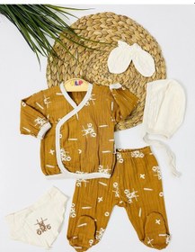 Resim Kashi Müslin 5li Yenidoğan Set - Kahve Kahve Rengi Kahverengi 