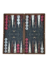 Resim Marble Kırmızı Büyük Boy Tavla Takımı 