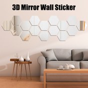 Resim Kendinden Yapışkanlı Ayna Dekorasyon Etiketleri 100mm Ev Dekoru 24 Adet DIY 3D Aynalı Duvar Çıkartması Altıgen Sanat Duvar Süsü 