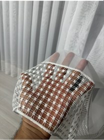 Resim Tül Perde Etek Aplike Eritme Bertu Desen Ekru 