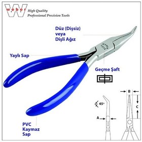 Resim Weber 1313 Eğri Uçlu Elektronikçi K. Burun-yaylı-düz 130 MM 