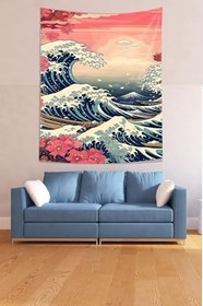Resim Pelangi Büyük Dalgalar Leke Tutmaz Kumaş Duvar Örtüsü Duvar Halısı Tapestry PNTR353, 70 x 100 