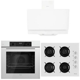 Resim Ferre White Plus Serisi QBL63CB-2140B-D017 3lü Cam Ankastre Set 