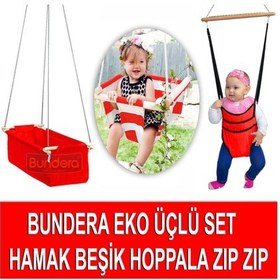 Resim Indirimsmart Bundera Eko Üçlü Set Bebek Hoppala Zıp Zıp Hamak Beşik Salıncak 