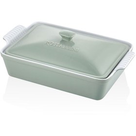 Resim Lamedore 1FK-4575LGR Rossallini Life Büyük Dikdörtgen Kapaklı Yeşil Fırın Kabı 38x23x8,5cm 