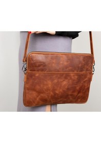 Resim Bloomsleeve Leeds 16" Cognac Brown Hakiki Deri Laptop & Tablet Kılıfı Kahverengi 