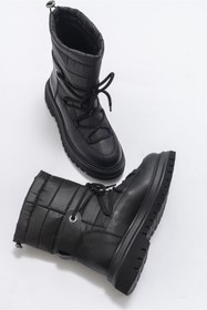 Resim LuviShoes Weld Siyah Cilt Kadın Kar Botu 