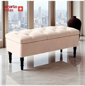 Resim Smarto Relax Puf Saanen Sandıklı Ayaklı Kapitoneli Dekoratif 110x40x45 Cm Bej Bej 