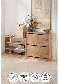 Resim Düşer Kapak Ayakkabılık 2 Kapaklı 5 Bölmeli Kayar Raflı Ayakkabılık Serap Çam Çam 