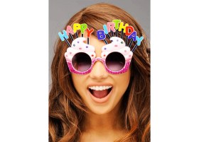 Resim MCM Group Happy Birthday Yazılı Pembe Fuşya Renk Parti Gözlüğü 12X7 cm - Lisinya 