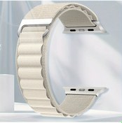 Resim Sunshine022 İwatch Ultra Uyumlu Beige 42 44 45 49mm Nylon Solo Loop Kadın Erkek Kol Bandı 