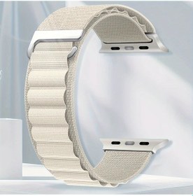 Resim Sunshine022 İwatch Ultra Uyumlu Beige 42 44 45 49mm Nylon Solo Loop Kadın Erkek Kol Bandı 