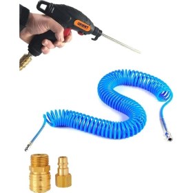 Resim CetKing Strong Profesyonel Yüksek Kalite Kompresör Spiral Hava Hortumu 8 mm 15MT Hava Tabancalı Kompresör Recor S 