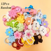 Resim 12 Adet Sevimli Karikatür Silikon Pipet Kapakları - Canlı Renkler ve Eğlenceli Tasarımlar (Çiçekler, Gülümseyen Yüz, Papyon) - 10mm'lik Pipetler İçin Uygun, Doğum Günü Partileri, Kutlamalar ve Günlük Kullanım İçin Mükemmel 