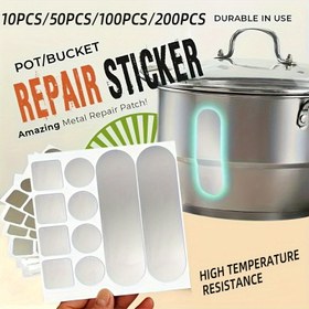 Resim 10 adet/50 adet/100 adet/200 adet Dayanıklı Metal Tamir Yama - Yüksek Sıcaklığa Dayanıklı, Su Geçirmez & Yağ Geçirmez Alüminyum Folyo Bant Tencereler, Kovalar ve Kaplar için - Mutfak & Endüstriyel Kullanım İçin İdeal, Endüstriyel Tamir Yamaları | Dayanıklı Metal Yamalar 