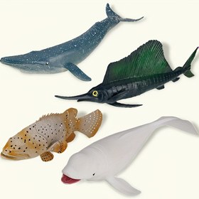 Resim 4 Parça Gerçekçi Okyanus Harikaları Model Seti - Canlı Beluga, Mavi Balina & Sillfish Figürleri Eğitici Öğrenme, Parti Süslemeleri ve Deniz Hayatı Tutkunları için Benzersiz Hediye Fikirleri Halloween, Şükran Günü, Doğum Günleri için 