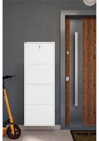 Resim Ceha Kilitli 4'lü Metal Ayakkabılık Kar Beyaz - K.AYK-4 /AB9003/KL Beyaz 