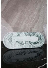 Resim Betonmall 7 Parça Mermer Desenli Katı Sıvı Sabunluk Diş Fırçalık Beton Banyo Seti Yeşil 