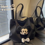 Resim Mickey Mouse Oxford Tote Çantası - Hafif Büyük Kapasite, Pürüzsüz Fermuar Kapatma, Rahat Kumaş, Siyah Beyaz Polka Dots Tasarımı, Seyahat, Alışveriş ve Günlük Kullanım için Mükemmel, Alışveriş Tote Çantası | Eğlenceli Tasarım Tote | Oxford Kumaş Çanta 