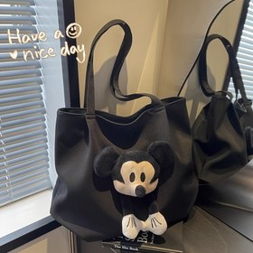 Resim Mickey Mouse Oxford Tote Çantası - Hafif Büyük Kapasite, Pürüzsüz Fermuar Kapatma, Rahat Kumaş, Siyah Beyaz Polka Dots Tasarımı, Seyahat, Alışveriş ve Günlük Kullanım için Mükemmel, Alışveriş Tote Çantası | Eğlenceli Tasarım Tote | Oxford Kumaş Çanta 