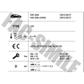 Resim umbra DİKEY SÖKTAK FİAT 500 L 