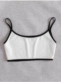 Resim Liona Bisiklet Yaka Askılı Beyaz Renk Fitilli Crop Top Büstiyer 