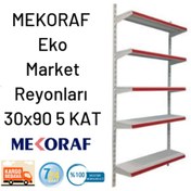 Resim Mekoraf Mekoraf Market Raf Sistemi 2 Metre 90 Cm En Derilik 30Cm 5 Katlı 