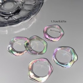 Resim Bir adet Renkli Beyaz Geometrik Reçine Yüzük Minimalist Telefon Kılıfı Anahtarlık Aksesuarı 