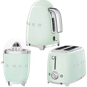 Resim Smeg Pastel Yeşil Kettle 1x2 Ekmek Kızartma Makinesi ve Narenciye Sıkacağı Seti 