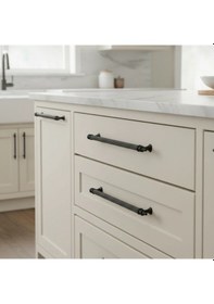 Resim Klipso Mat Siyah 224 Mm Metal Lüks Çekmece Dolap Mobilya Kulpları Siyah 