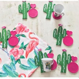 Resim Kaktüs Şeklinde Bardak Altlığı Pembe - Yeşil 