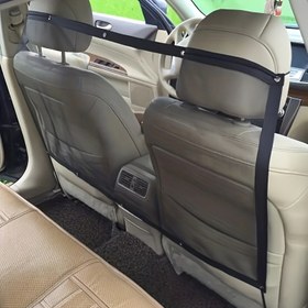 Resim Ayarlanabilir Evcil Hayvan Araba Güvenlik Ağı Organizatörü - Depolama Cebi Olan Dayanıklı Polyester Köpek Bariyeri, Tüm Araçlar İçin Kolay Kurulumlu Arka Koltuk Koruyucu 