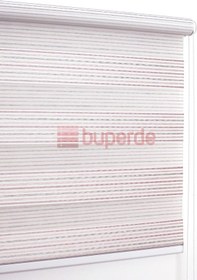 Resim Buperde Pembe Pudra Beyaz Renkli Pilise Pliseli Zebra Stor Perde 