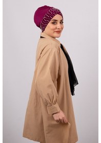Resim Hürrem Bone Şarabi Pratik Hazır Geçmeli Tesettür Bone Sandy Kumaş Taşlı 1456_ Çok Renkli 