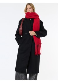 Resim Koton Oversize Kaban Kaşe Uzun Kollu Cepli Düğmeli Kruvaze Siyah 6wak00099ew Siyah 